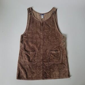 Vintage Directives Corduroy Pinafore Apron Dress Large Chocolate Brown Academia